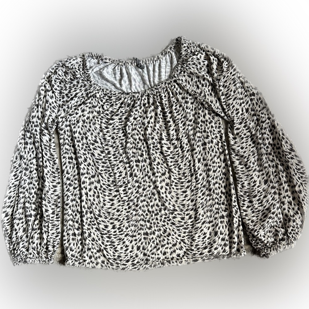 Anthropologie Long Sleeve Blouse Neutral Animal Print Size Medium